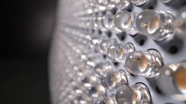LED panel with many diodes. Dolly shot. Daylight 5500K