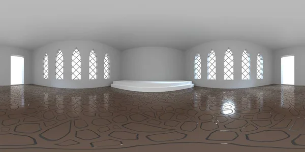 Pencereli bir odanın 360 derecelik küresel Hdri panoraması. 3B görselleştirme 12K