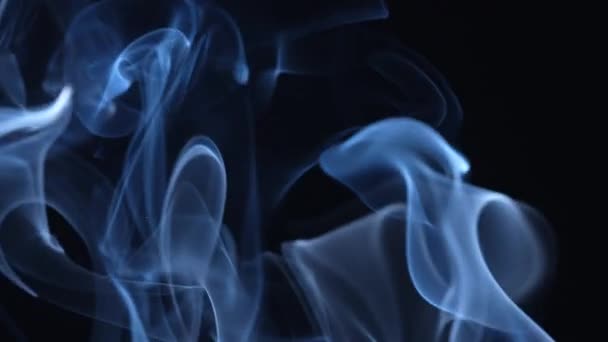Sbuffi Fumo Una Sigaretta Sfondo Nero Primo Piano Rallentatore — Video Stock