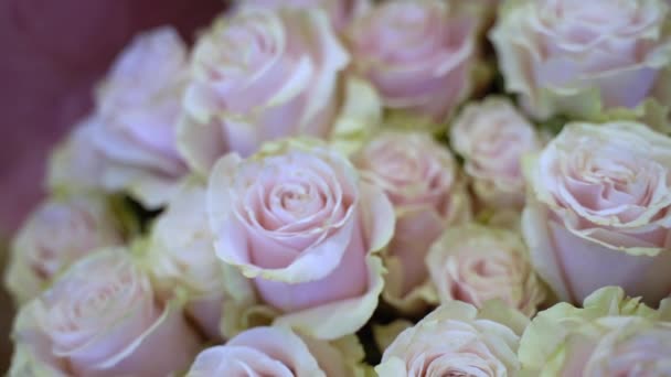 Hermoso Ramo Regalo Festivo Flores Rosas — Vídeos de Stock