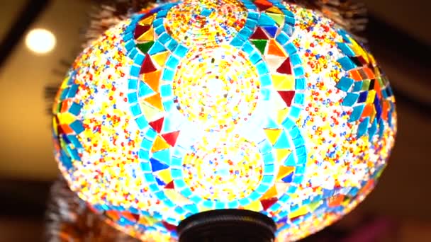 Beautiful Decorated Lantern Made Pieces Colored Glass — Stock Video