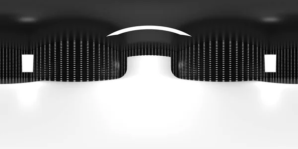 Yansımalı VR 360 stüdyo panoraması. Stüdyo ışığı olan bir odanın 3D Hdri animasyonu