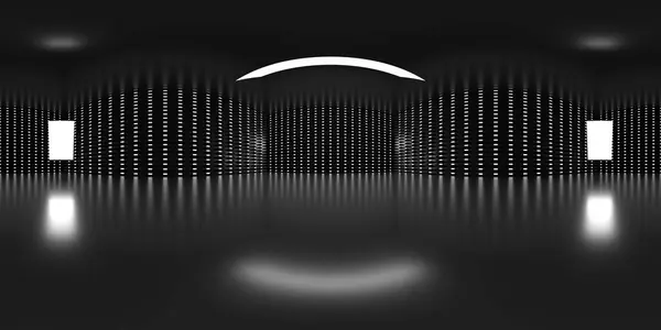 Yansımalı VR 360 stüdyo panoraması. Stüdyo ışığı olan bir odanın 3D Hdri animasyonu