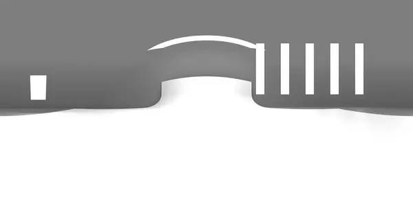 Yansımalı VR 360 stüdyo panoraması. Stüdyo ışığı olan bir odanın 3D Hdri animasyonu