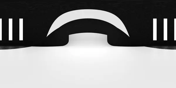 Yansımalı VR 360 stüdyo panoraması. Stüdyo ışığı olan bir odanın 3D Hdri animasyonu