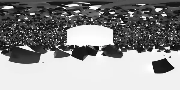 Yansımalı VR 360 stüdyo panoraması. Stüdyo ışığı olan bir odanın 3D Hdri animasyonu