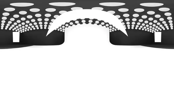 Yansımalı VR 360 stüdyo panoraması. Stüdyo ışığı olan bir odanın 3D Hdri animasyonu