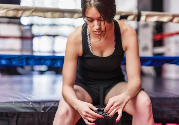 Gezonde Levensstijl Vastberadenheid Motivatie Voor Vechtsport Zelfverdediging Mma Kickboxing Vrouw — Stockfoto