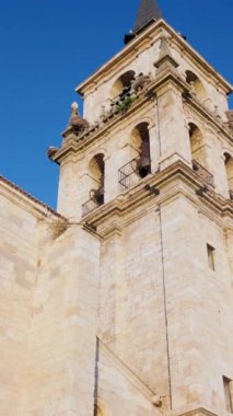 Katedral de los Santos Justo y Pastor, UNESCO İspanya mimarisi. Antik Katolik din mirası. Hikayeler için yavaş çekim dikey yönelimi titreşim oluşturma çekimi.