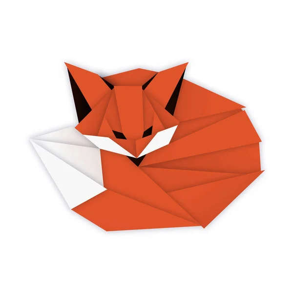 Fox is curled up. Geometric abstract polygonal illustration. Wild animal origami. Stylish modern clipart for design of branded products. Isolated element for sticker, clothes print, greeting card.