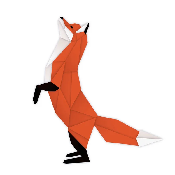 Fox Está Pie Sobre Sus Patas Traseras Ilustración Poligonal Abstracta — Foto de Stock