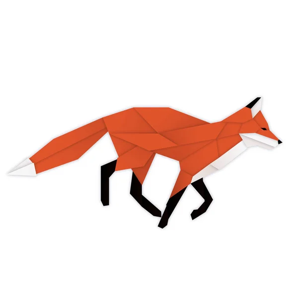 The fox runs to hunt. Geometric abstract polygonal illustration. Wild animal origami. Stylish modern clipart for design of branded products. Isolated element for sticker, clothes print, greeting card.