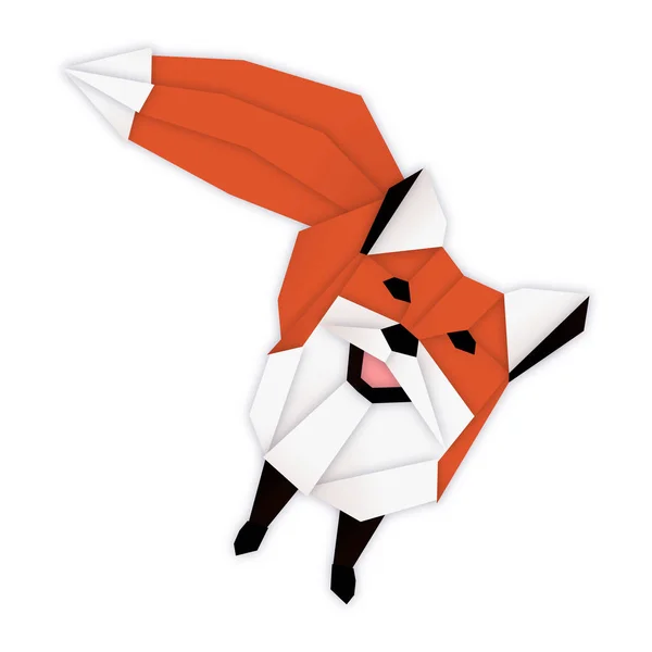 Cute Fox Sitting Looking Geometric Abstract Polygonal Illustration Wild Animal — Stock Photo, Image