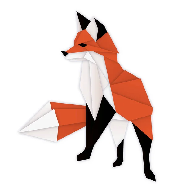 Fox poses standing. Geometric abstract polygonal illustration. Wild animal origami. Stylish modern clipart for design of branded products. Isolated element for sticker, clothes print, greeting card.