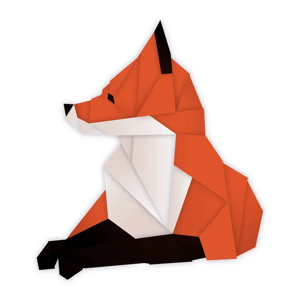Fox rests lying down. Geometric abstract polygonal illustration. Wild animal origami. Stylish modern clipart for design of branded products. Isolated element for sticker, clothes print, greeting card.
