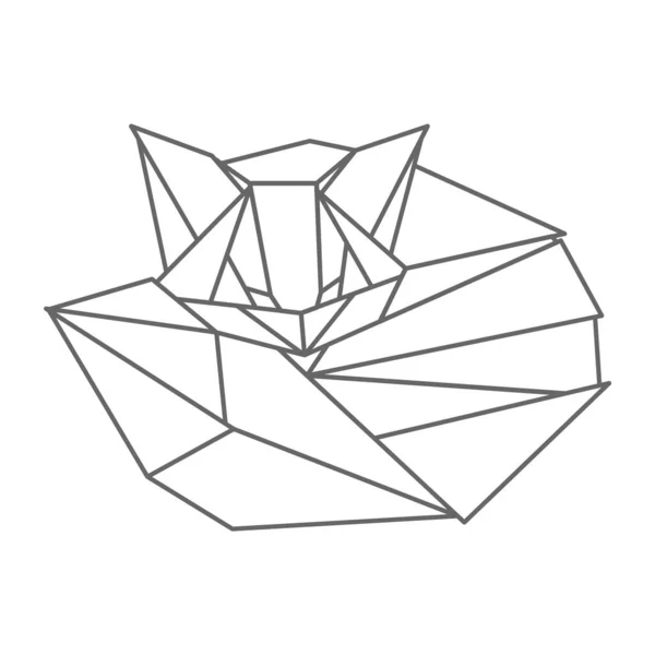Fox Meringkuk Geometrik Linear Hewan Liar Ilustrasi Minimalistik Abstrak Klien - Stok Vektor