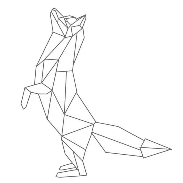 Fox Fica Suas Patas Traseiras Animal Selvagem Linear Geométrico Ilustração —  Vetores de Stock