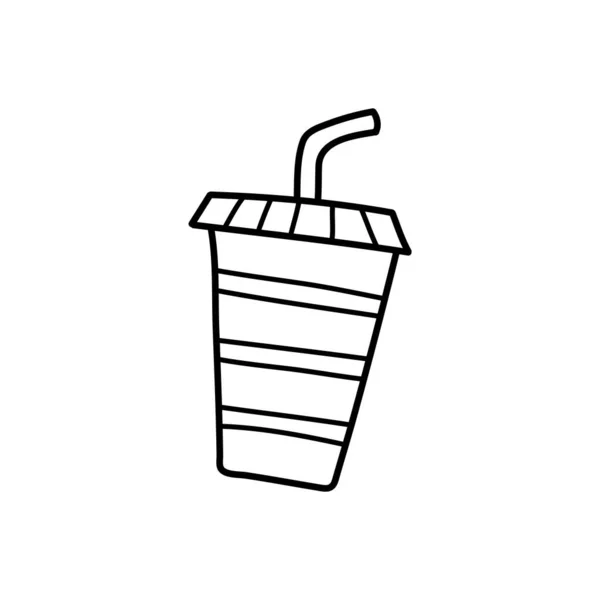 Tasse Soda Avec Paille Sur Fond Blanc Isolé Icône Nourriture — Image vectorielle