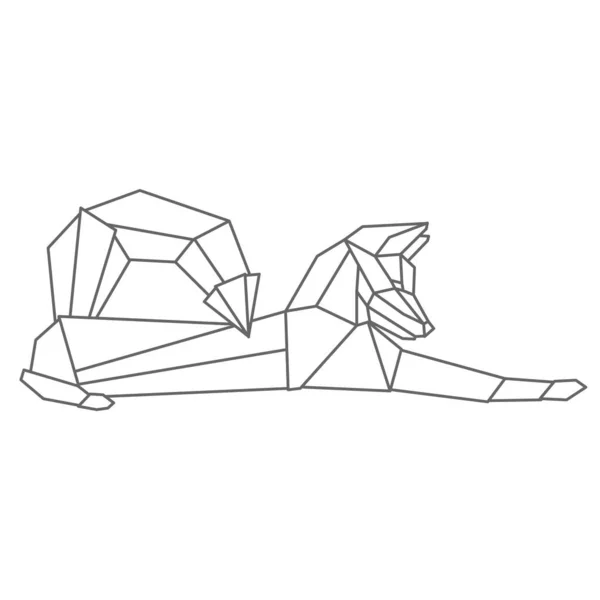 Брехня Смішна Лисиця Геометрична Лінійна Дика Тварина Абстрактна Мінімалістична Ілюстрація — стоковий вектор
