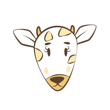 Funny doodle giraffe face. Cute baby illustration.