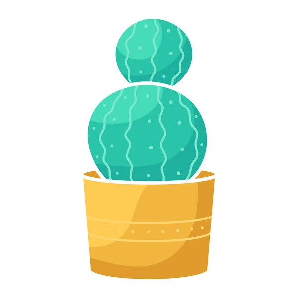 Unikalny Dekoracyjny Kaktus Garnku Płaska Ilustracja Rośliny Domowej Piękny Klipart — Wektor stockowy