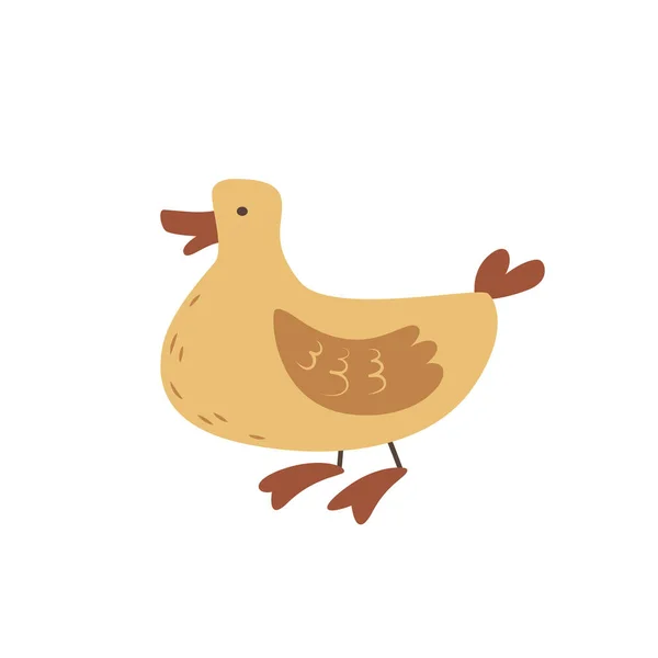 Pato Desenho Animado Amarelo Engraçado Aves Capoeira Vida Aldeia Pássaro — Vetor de Stock
