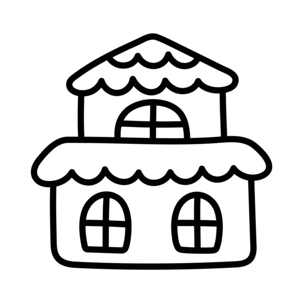 漂亮的小房子被白色的背景隔开了 甜蜜的家矢量手绘插图的涂鸦风格 完美的装饰 — 图库矢量图片