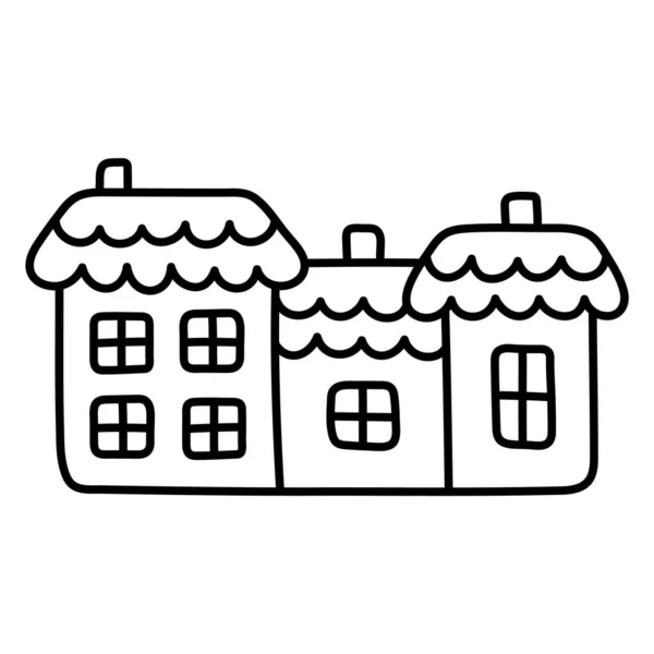 川井家 涂鸦的艺术 可爱的线性图标 家庭别墅 产品包装 标志和标识 服装和文具印刷的设计要素 — 图库矢量图片