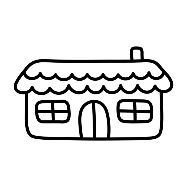 Een Eenvoudig Landhuis Doodle Icoon Leuke Kawaii Illustratie Element Voor — Stockvector