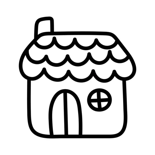 Egy Aranyos Kis Vidéki Ház Kézzel Rajzolt Illusztráció Doodle Művészet — Stock Vector