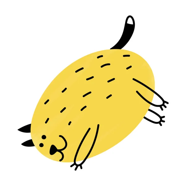 Χαρούμενη Χοντρή Κίτρινη Γάτα Εικονογράφηση Doodle Απλή Αφηρημένη Γάτα Που — Διανυσματικό Αρχείο
