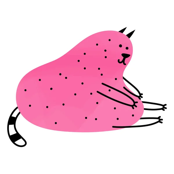 Χαρούμενη Χοντρή Γάτα Κάνει Τέντωμα Γιόγκα Ροζ Ζωώδης Χαρακτήρας Τέχνη — Διανυσματικό Αρχείο