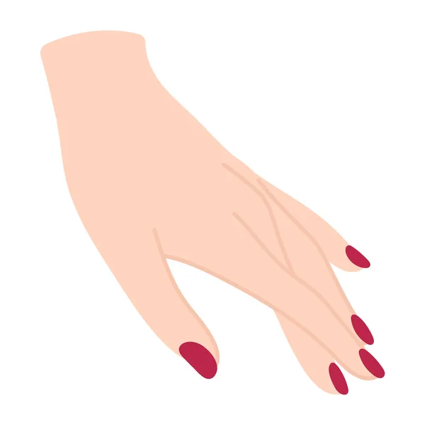 아름다운 여성의 손바닥을 아래로 내리면 무엇인가를 여성의 손가락으로우아 비언어적 평면으로 — 스톡 벡터