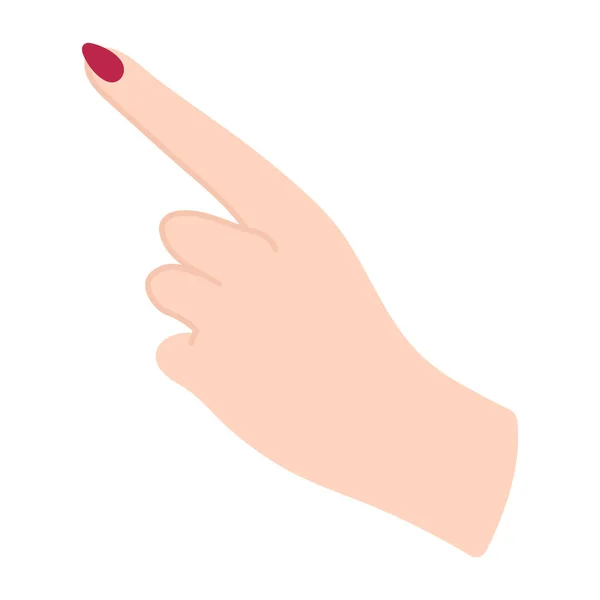 人差し指で女性の手 言語以外の言語 白い女の腕 ジェスチャーで誰かを叱る 指を振る フラットスタイルで繊細なミニマリストイラスト — ストックベクタ