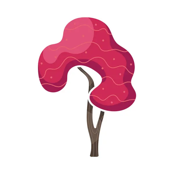 Fantastycznie Pomyślane Czerwone Jesienne Drzewo Ilustracja Wektora Płaskiego Kreskówki Stylizowane — Wektor stockowy