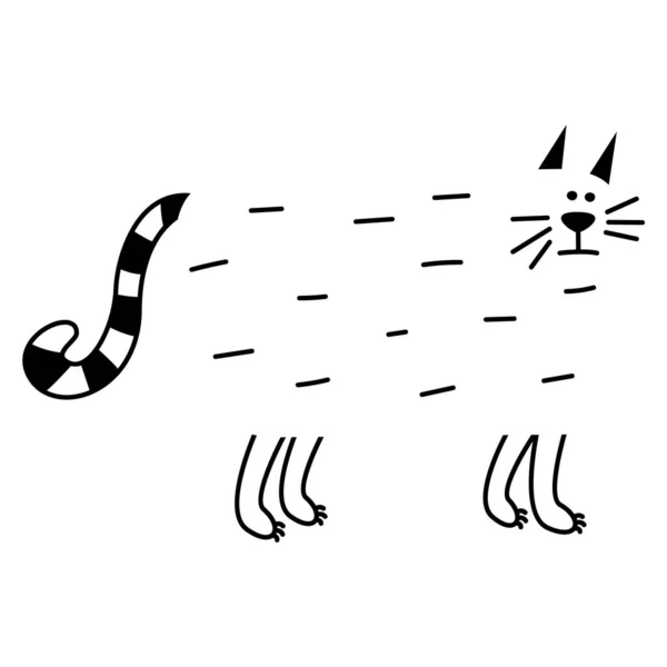简单的抽象猫涂鸦说明 肥胖的动物倾向 用于平面设计 包装的有趣元素 矢量手绘图像孤立在白色背景上 漫画书 — 图库矢量图片