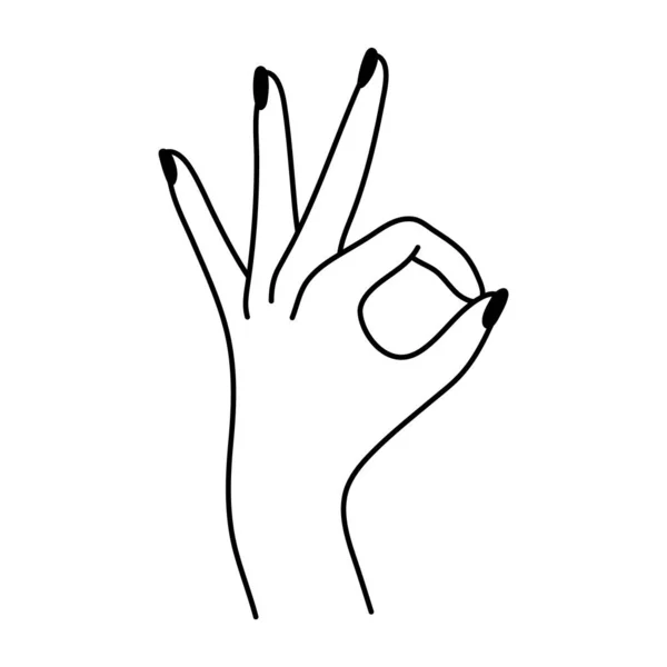 Geste Weibliche Hand Symbol Einfache Lineare Vektordarstellung Isoliert Auf Weißem — Stockvektor
