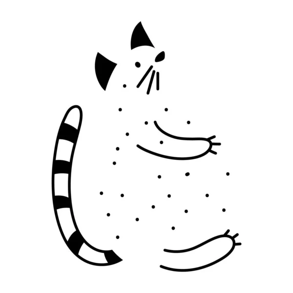 Basit Soyut Kedi Çizimi Şişman Hayvan Klipsi Parmak Izi Tasarımı — Stok Vektör
