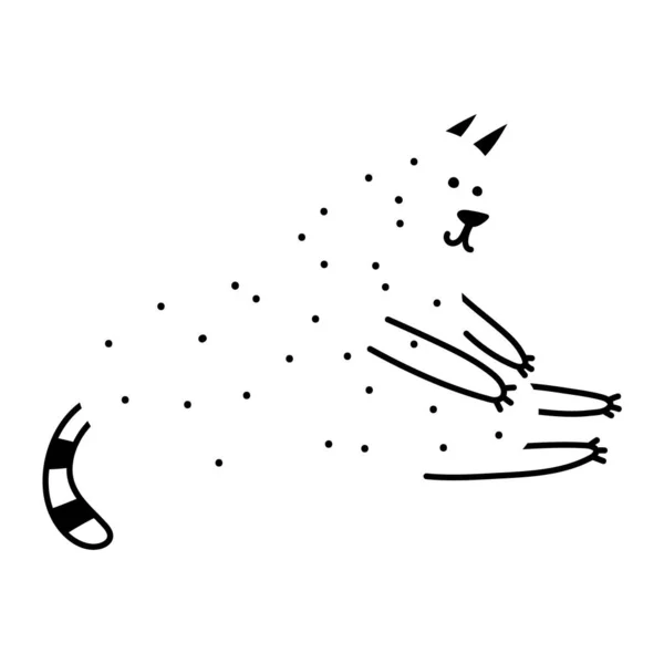 Simple Abstracto Estiramiento Gato Garabato Ilustración Grasa Animal Clipart Elemento — Vector de stock