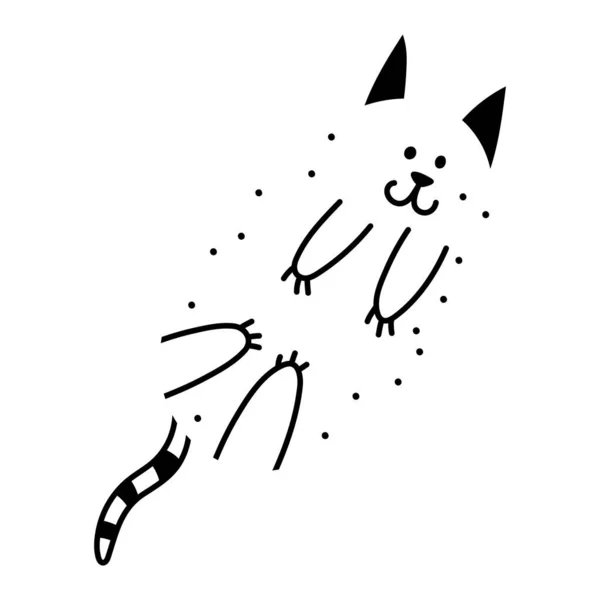 简单的抽象跳猫涂鸦说明 肥胖的动物倾向 用于平面设计 包装的有趣元素 矢量手绘图像孤立在白色背景上 漫画书 — 图库矢量图片