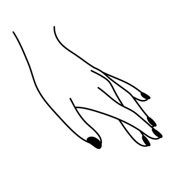 Искусство Женской Руки Нежное Прикосновение Красивая Ладонь Женщины Маникюром Простая — стоковый вектор