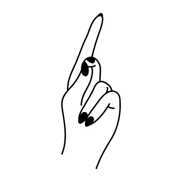 Female Hand Raised Index Finger Gesture Linear Icon Non Verbal — Stock Vector