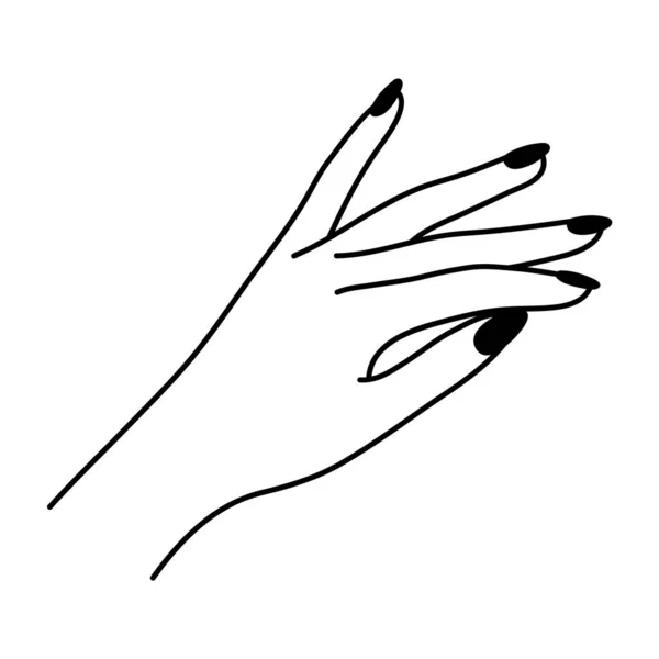 Γυναικεία Χειρονομία Απαλό Άγγιγμα Γραμμικής Εικόνας Λεκτική Γλώσσα Απλή Διανυσματική — Διανυσματικό Αρχείο