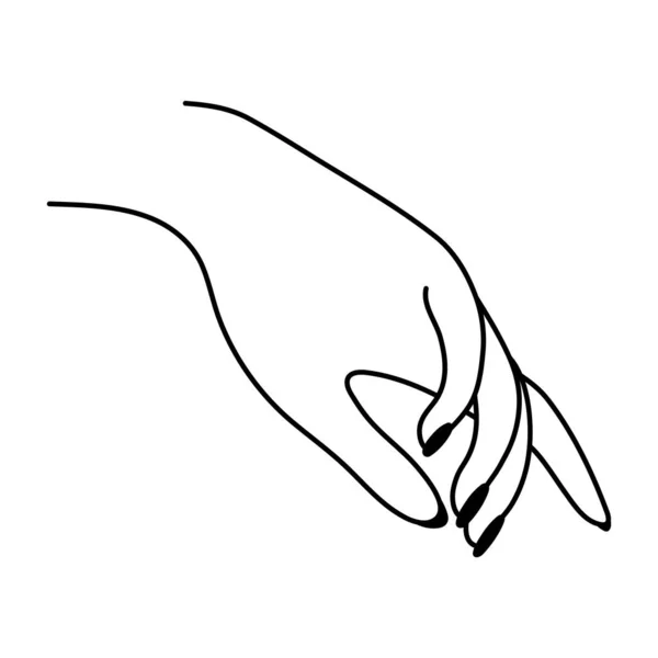 Weibliche Hand Line Art Geste Sanfte Berührung Lineares Symbol Nonverbale — Stockvektor