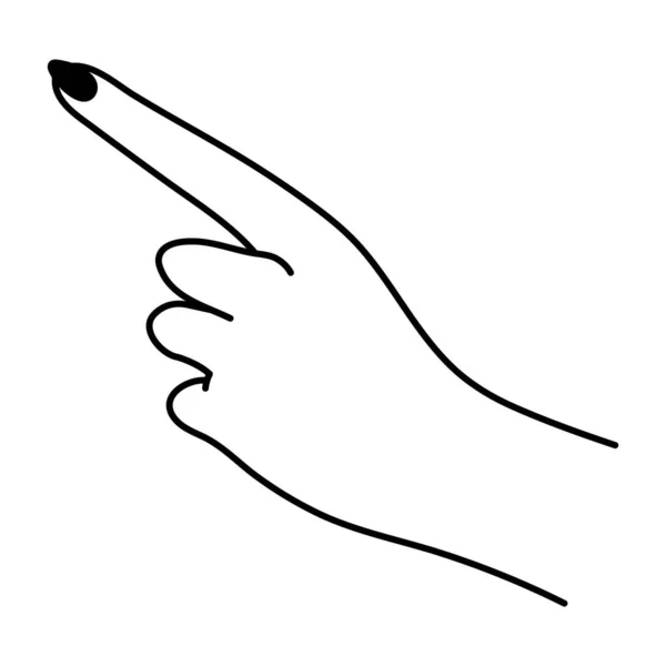 有食指的雌性手 格子线图标 非语言的语言 简单的向量极小化说明 在白色背景上孤立的图形元素 优雅的手掌 女人的胳膊 — 图库矢量图片