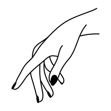 Kadın el çizgisi sanat hareketi. Zarif bir el. Kadın kolu. Nazikçe çizgisel ikona dokun. Sözsüz bir dil. Basit vektör minimalist çizimi. Grafik ögesi beyaz arkaplanda izole edildi.