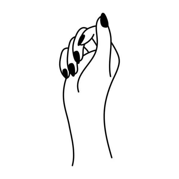 Kobieca Ręka Geście Pięści Liniowa Ikona Niesłowny Język Elegancka Dłoń — Wektor stockowy