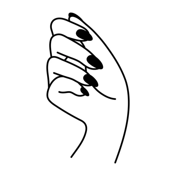 女性的手在一个拳头的姿势 直线图标 非语言的语言 优雅的手掌 女人的胳膊简单的向量极小化说明 在白色背景上孤立的图形元素 — 图库矢量图片