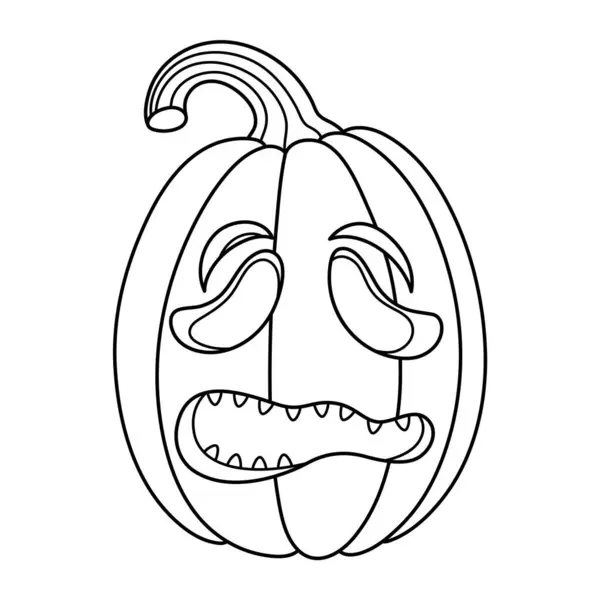 Sad Halloween Jack Lantern Pumpkin Hand Drawn Illustration Fictional Spooky — Stock Vector