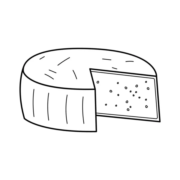 Block Cheese Simple Linear Vector Illustration — Stock Vector
